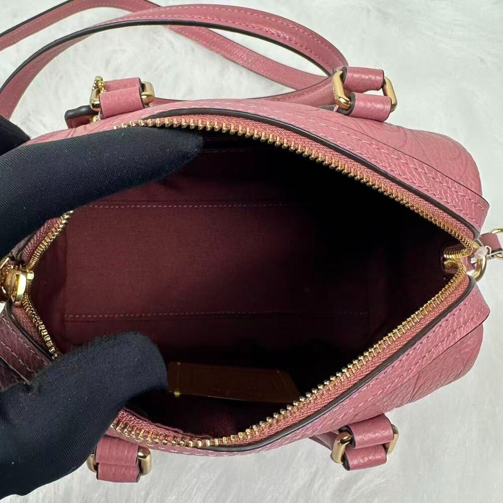 Coach Mini Rowan Crossbody Bag Signature Leather CCF28 Pebbled Leather/Peony NWT - Picture 5 of 8